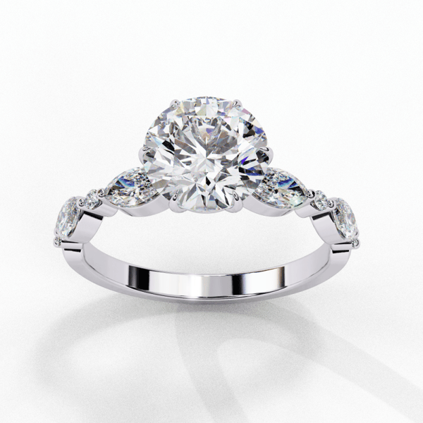 Reverra 14K Gold Round & Marquise Lab Grown Diamond Solitaire Engagement Ring for Women, CTTW-2.82 - Reverra Jewels Inc.