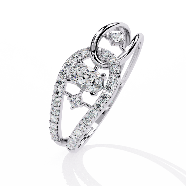 Reverra 14K Gold Round & Oval Lab Grown Diamond Artistic Engagement Ring for Women, CTTW-0.34 - Reverra Jewels Inc.