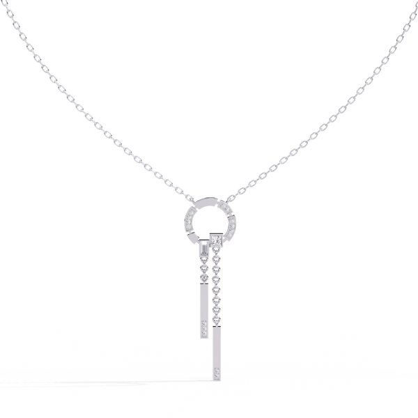 Reverra 14K Gold Round & Princess Lab Grown Diamond Geometric Dangle Pendant Necklace For Women, CTTW-0.38 - Reverra Jewels Inc.